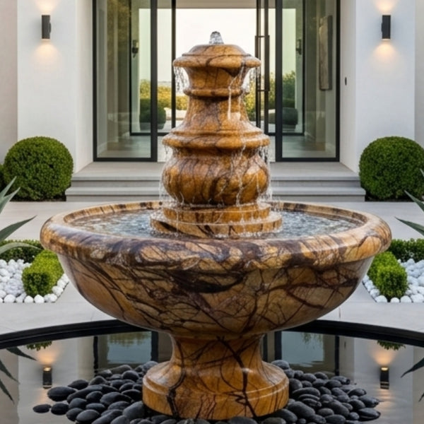 Handmade Rainforest Marble Outdoor Water Fountain Decor