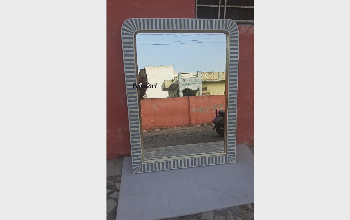 Waterfall Bone Inlay Wall Mirror Frame Handmade Bedroom Bathroom Living Room Wall Decor Mirror Frame