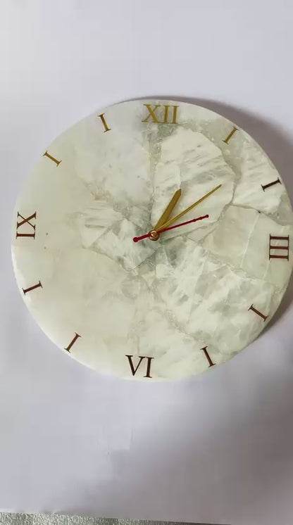 Quartz Wall Clock- Handmade Gemstone Luxury Decor