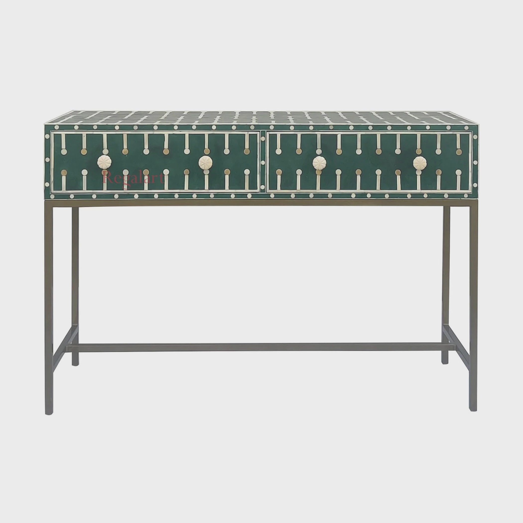 Bone Inlay Wooden Modern Console Table Unique Pattern Console Table Furniture