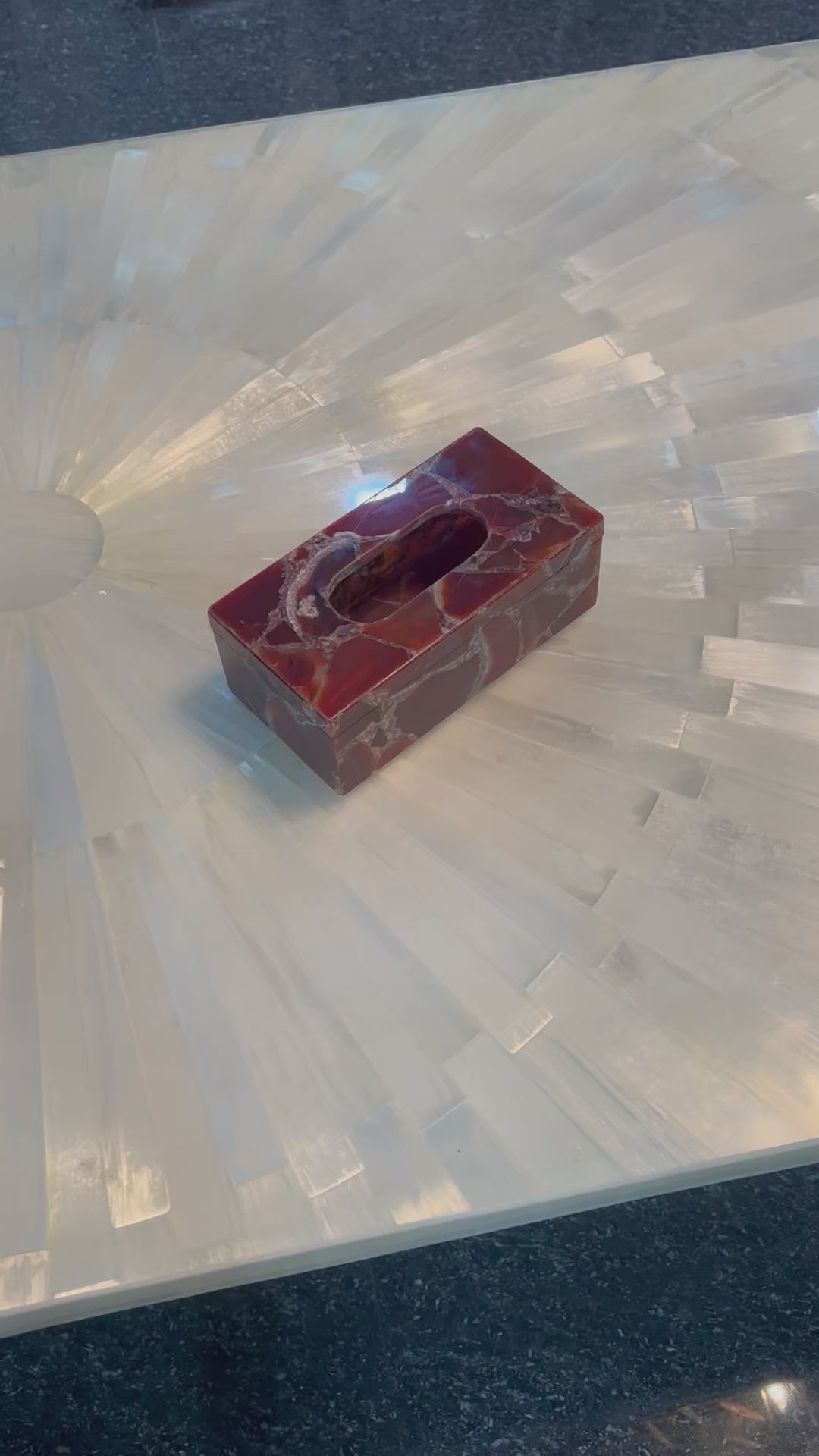 Red Onyx Tissue Box | Handmade Napkin Holder Decor