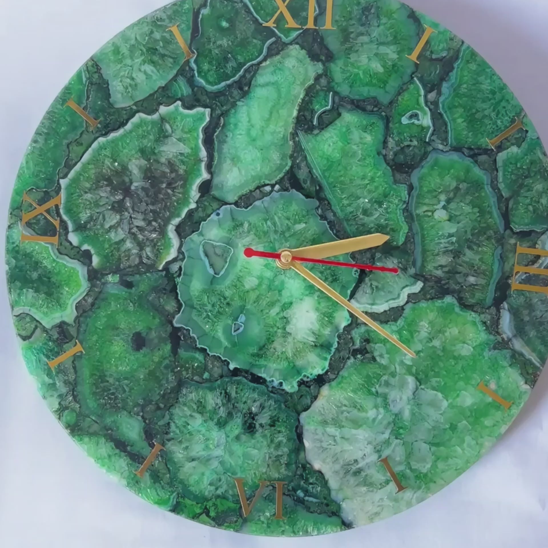 Green Agate Wall Clock | Gemstone Luxury Home Decor Clock