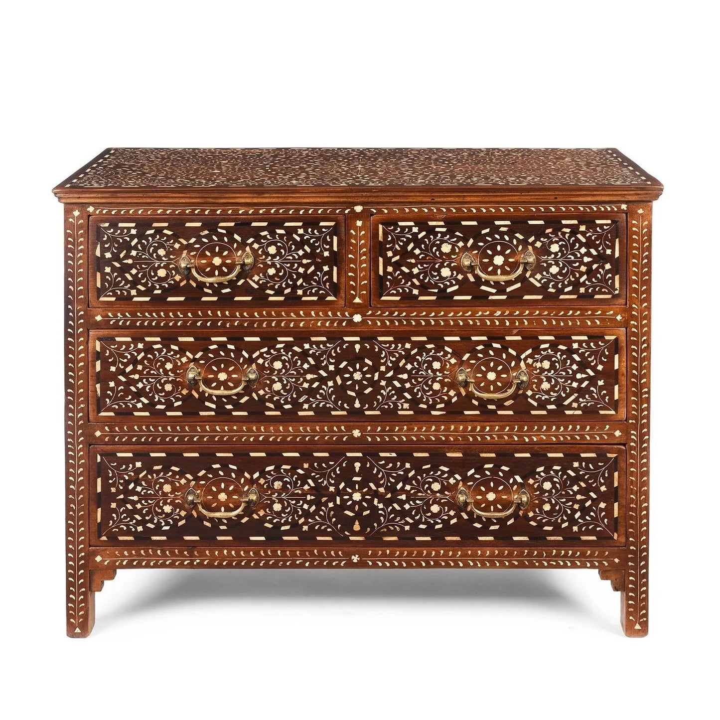 Bone Inlay Chest of Drawers – Handmade Wooden Dresser | Luxury Storage Cabinet