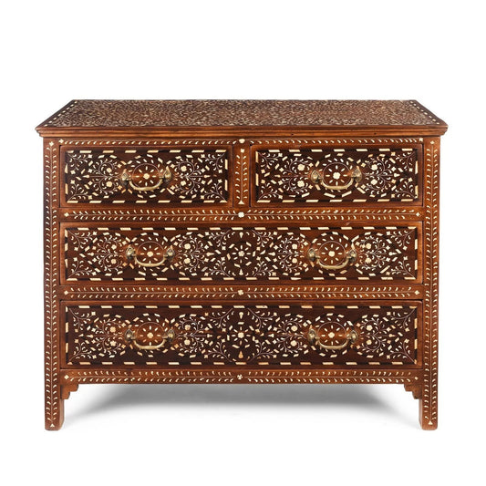 Bone Inlay Chest of Drawers – Handmade Wooden Dresser | Luxury Storage Cabinet