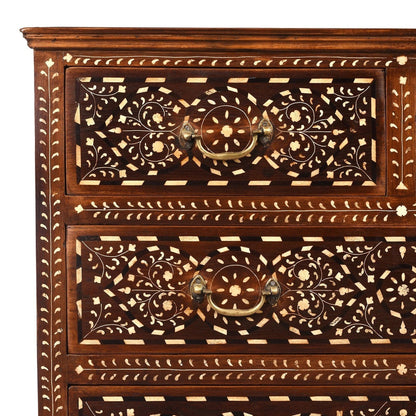 Bone Inlay Chest of Drawers – Handmade Wooden Dresser | Luxury Storage Cabinet