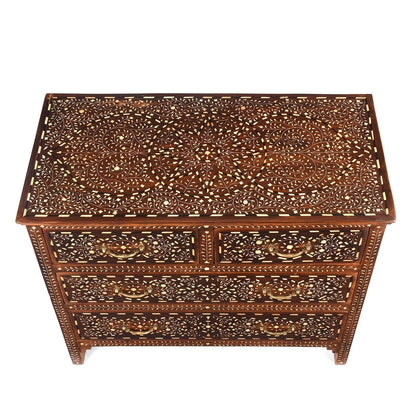 Bone Inlay Chest of Drawers – Handmade Wooden Dresser | Luxury Storage Cabinet