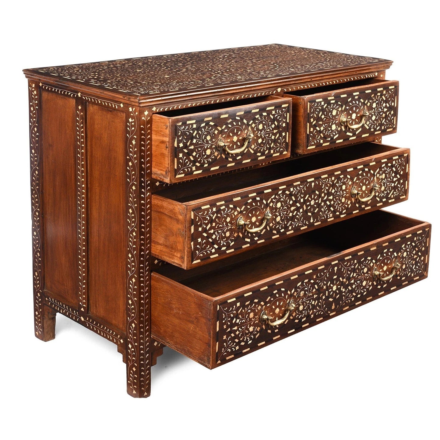 Bone Inlay Chest of Drawers – Handmade Wooden Dresser | Luxury Storage Cabinet