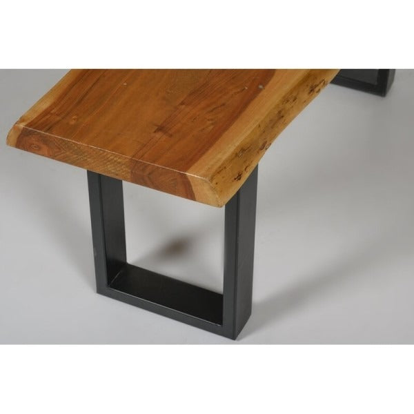 Handmade rustic solid wooden benches for dining furniture.