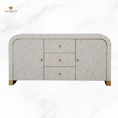 Decorative chest of drawers with a geometric pattern on a white background