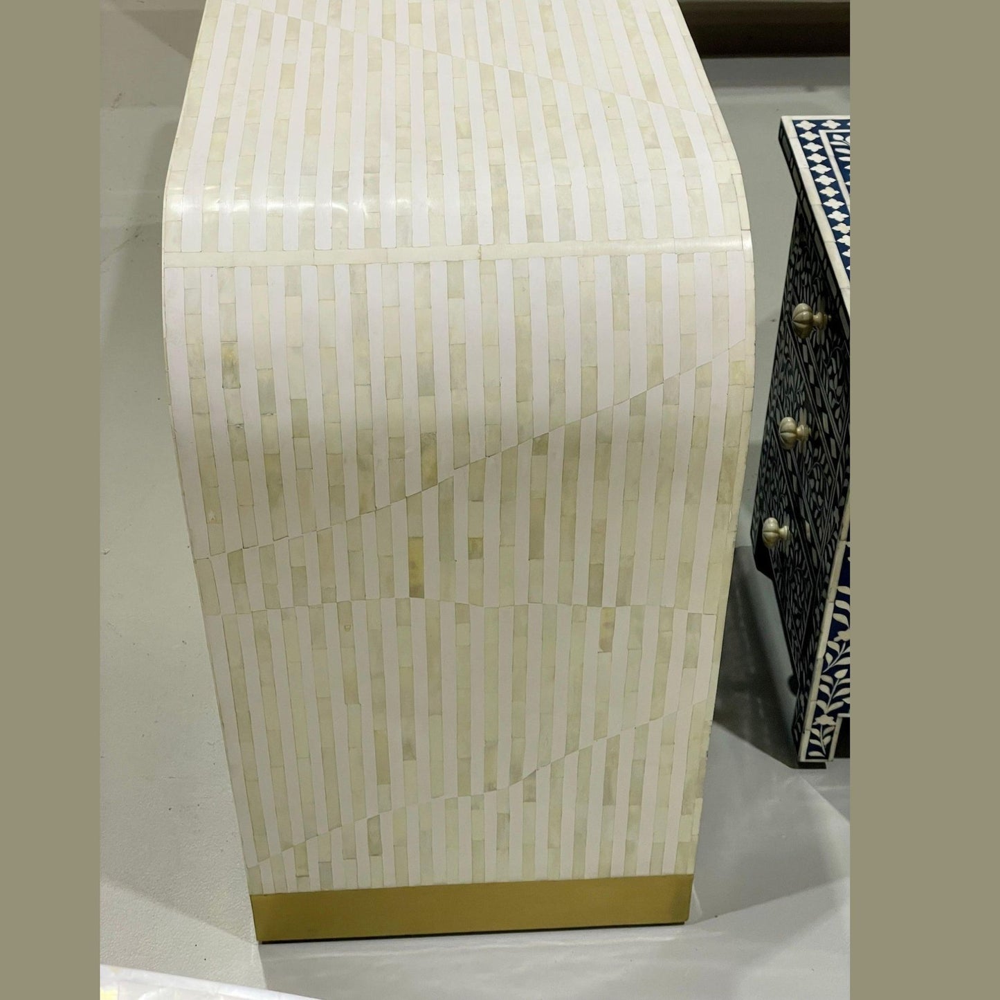 Bone Inlay Curved Sideboard: Handmade Luxury Storage Cabinet