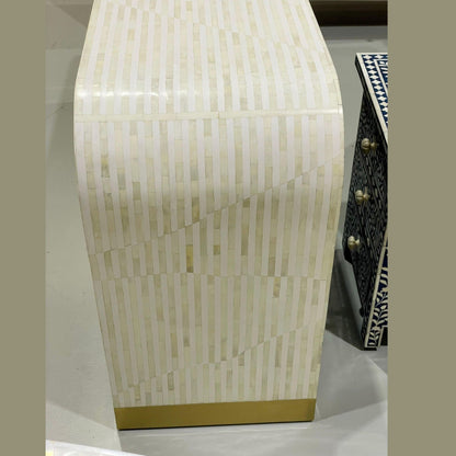 Bone Inlay Curved Sideboard: Handmade Luxury Storage Cabinet