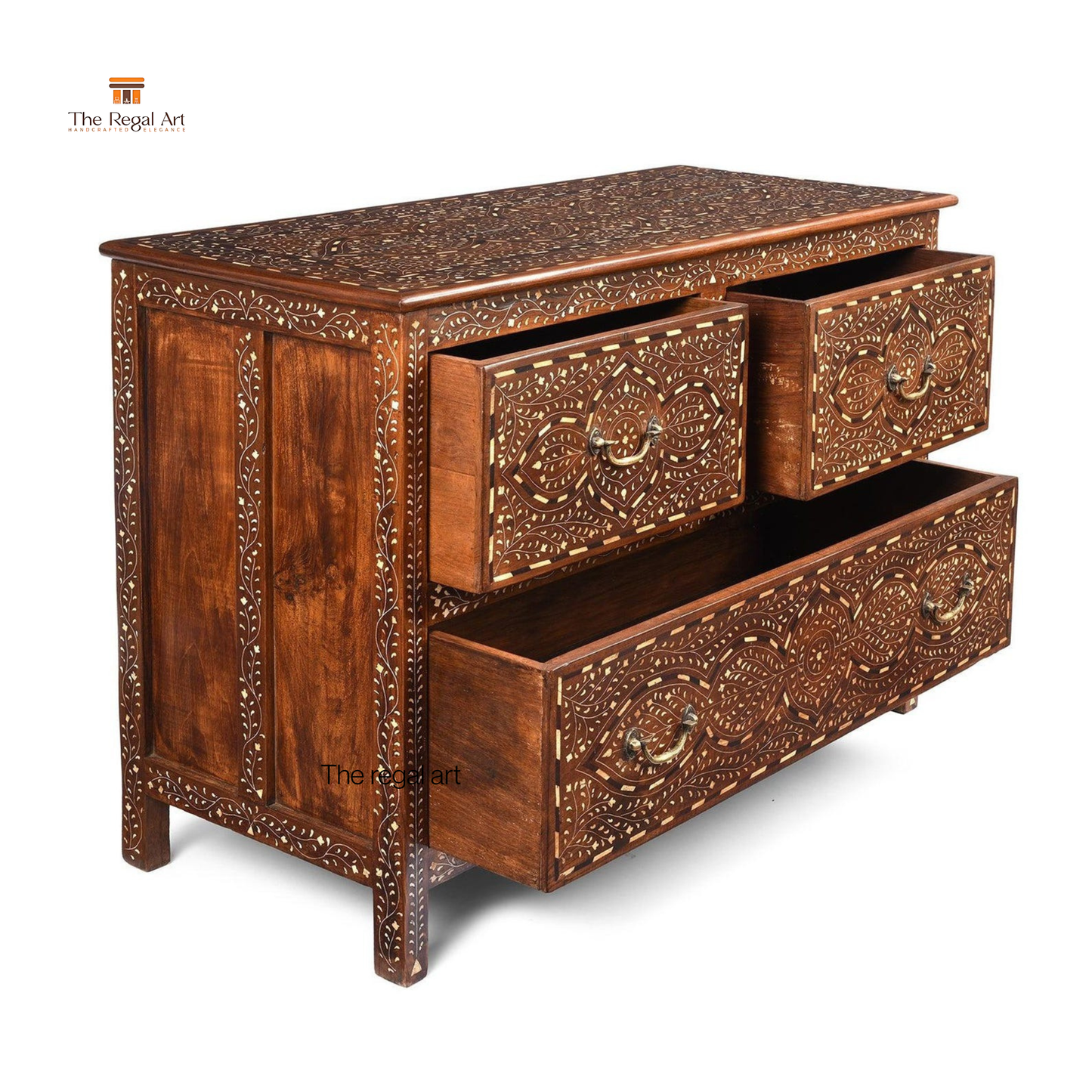 Premium Bone Inlay Furniture – Rectangle Design Chest of Drawers for Living Room Décor