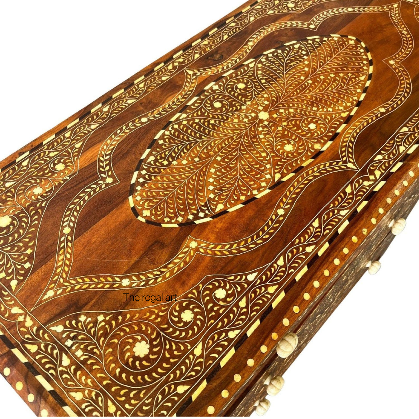 4-Drawer Bone Inlay Dresser – Modern Boho Teak Wood Bedroom Furniture