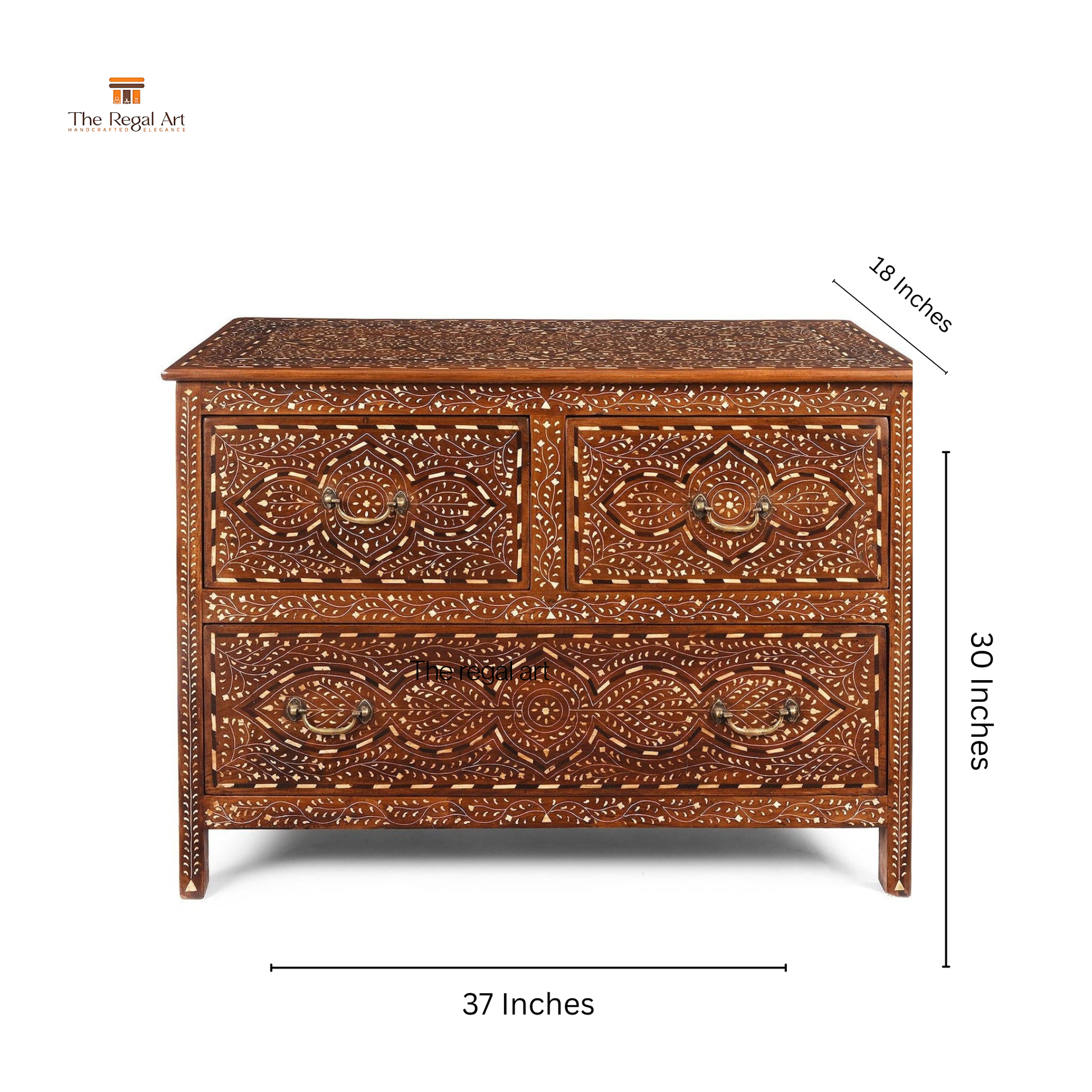 Handcrafted Bone Inlay Teak Wood Dresser – Modern Luxury Storage Unit USA/UK