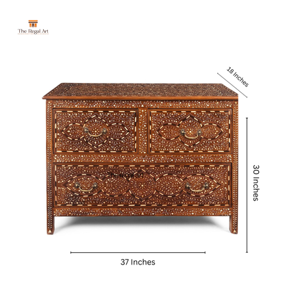 Handcrafted Bone Inlay Teak Wood Dresser – Modern Luxury Storage Unit USA/UK